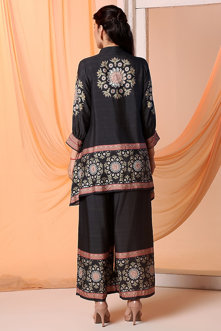 Black Chanderi Embellished Co-Ord Set by Soup by Sougat Paul at Pernia's Pop Up Shop
