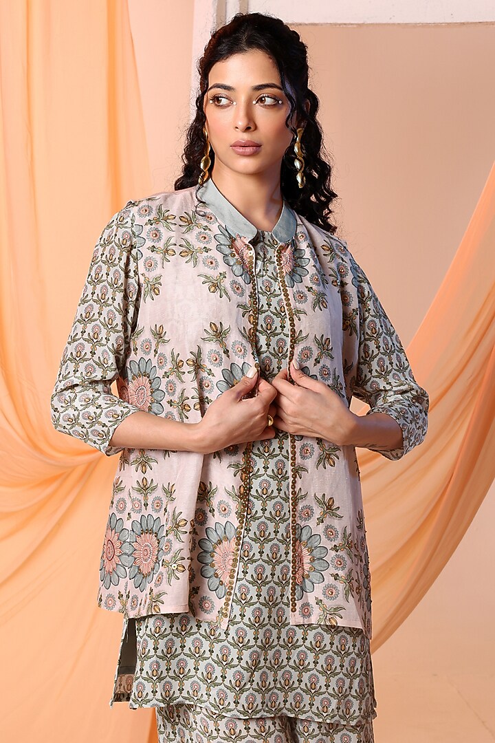 Off-White Crepe Printed Kurta Set by Soup by Sougat Paul at Pernia's Pop Up Shop