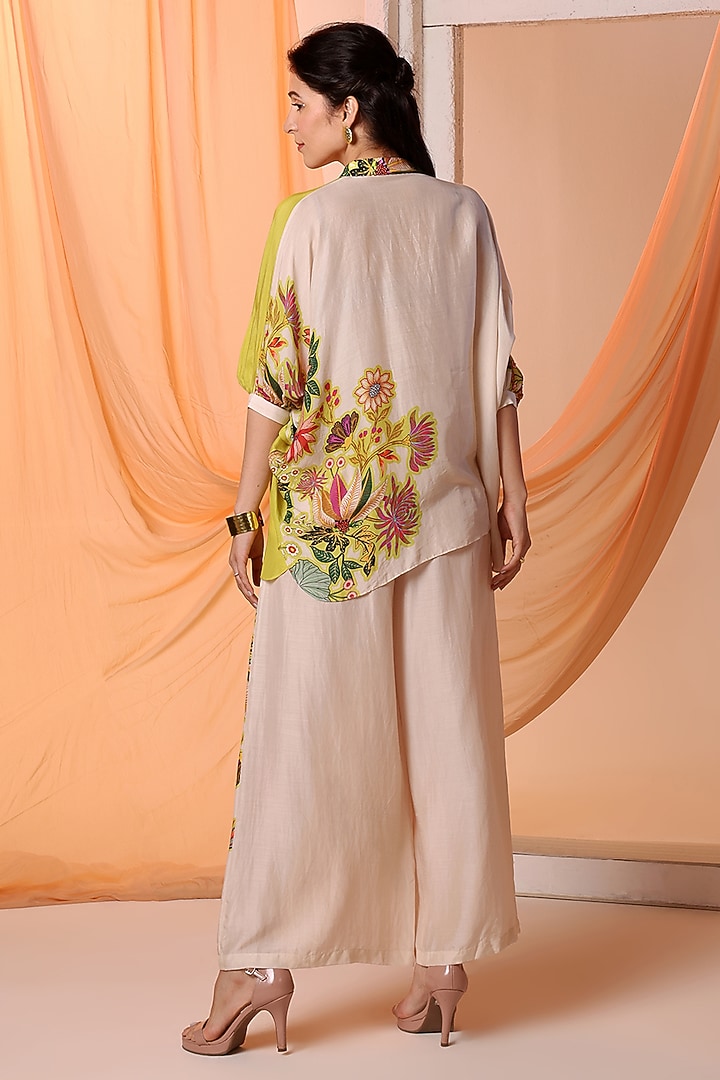 Yellow Cotton Silk Embellished Co-Ord Set by Soup by Sougat Paul at Pernia's Pop Up Shop