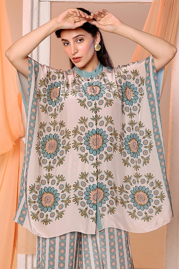 Beige Crepe Embellished & Printed Co-Ord Set by Soup by Sougat Paul at Pernia's Pop Up Shop