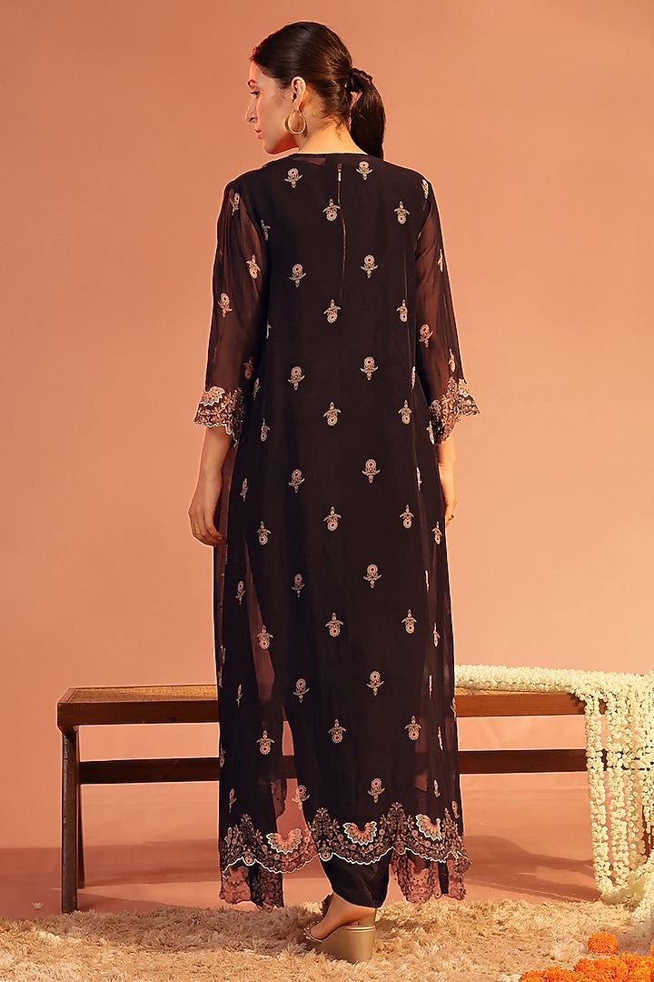 Black Crepe Printed Draped Jacket Vacation Dress by Soup by Sougat Paul at Pernia's Pop Up Shop