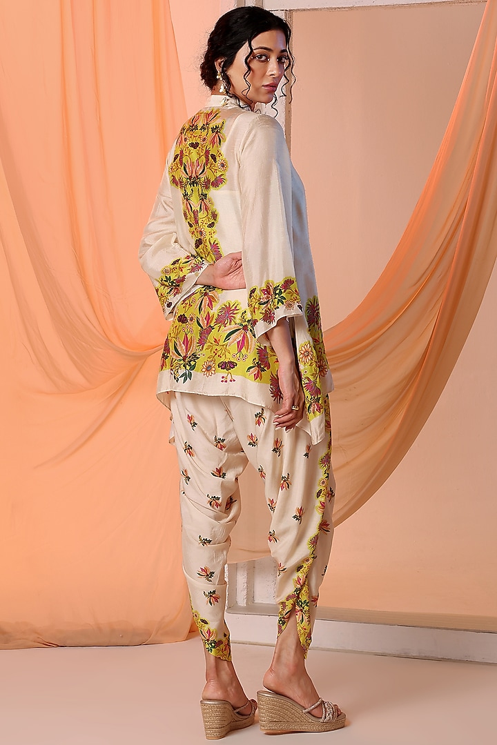 Beige Cotton Silk Printed Dhoti Set by Soup by Sougat Paul at Pernia's Pop Up Shop