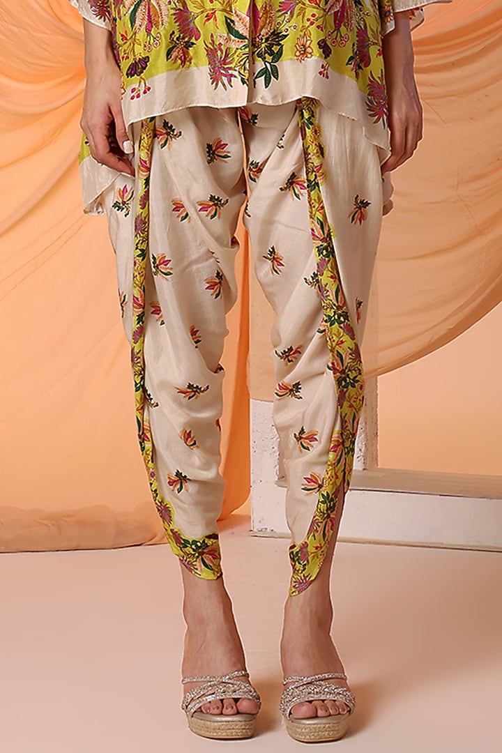 Beige Cotton Silk Printed Dhoti Set by Soup by Sougat Paul at Pernia's Pop Up Shop
