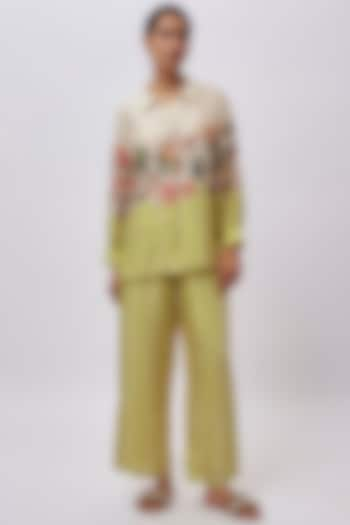 Beige Silk Printed & Embellished Co-Ord Set by Soup by Sougat Paul at Pernia's Pop Up Shop