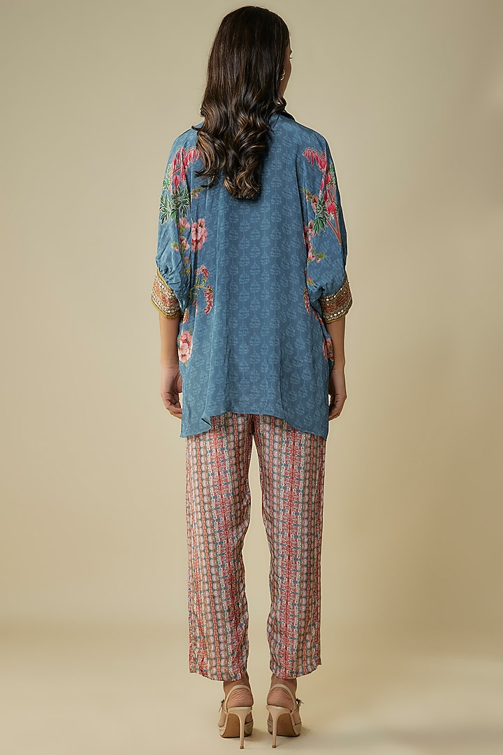 Blue Crepe Printed Co-Ord Set by Soup by Sougat Paul at Pernia's Pop Up Shop