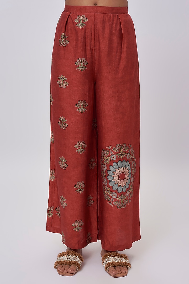 Red Silk Printed & Embellished Kurta Set by Soup by Sougat Paul at Pernia's Pop Up Shop