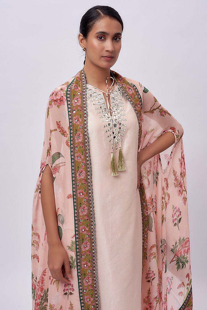Pink Chanderi Sequins Embroidered Kurta Set by Soup by Sougat Paul at Pernia's Pop Up Shop