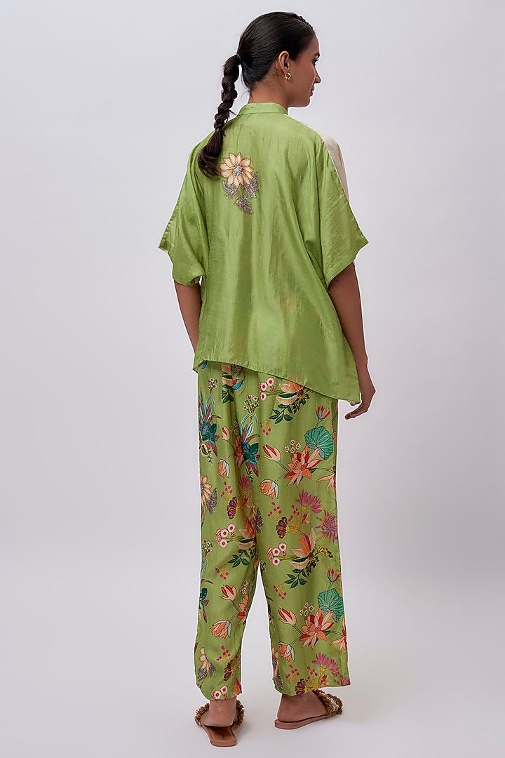 Beige Cotton Silk Printed & Embellished Co-Ord Set by Soup by Sougat Paul at Pernia's Pop Up Shop