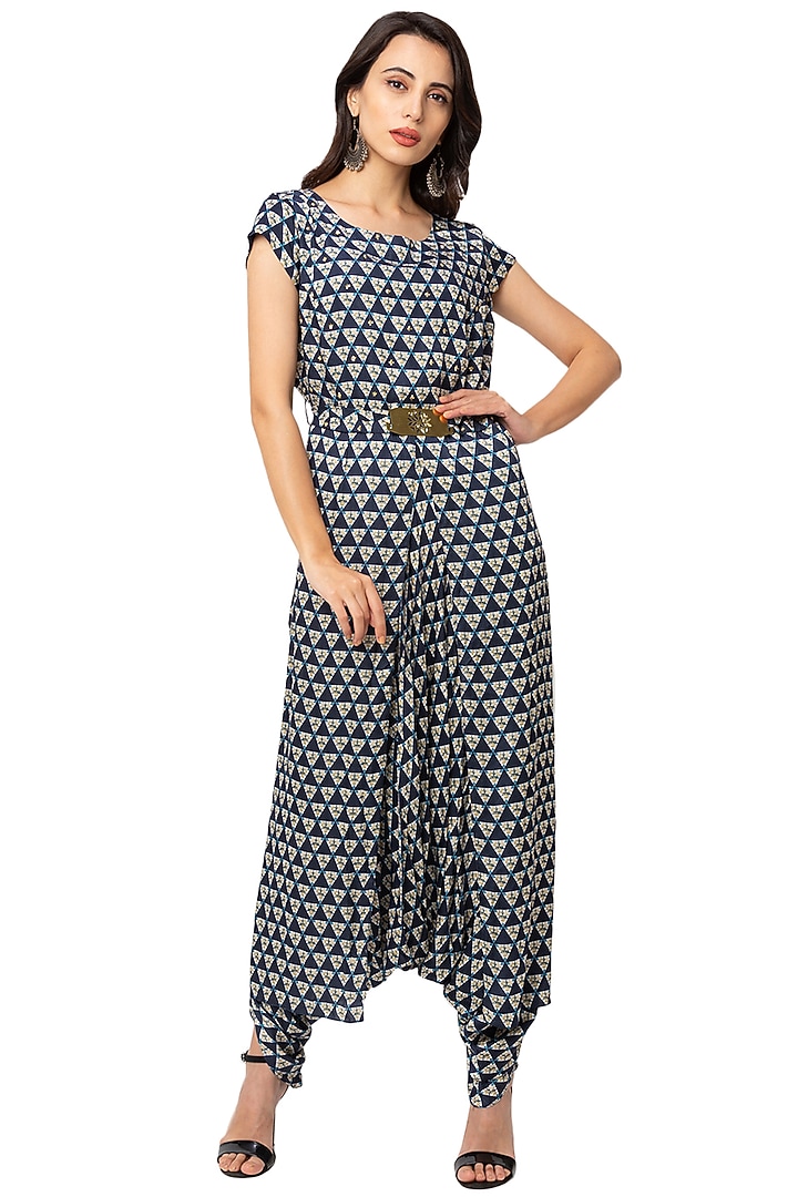 Cobalt Blue Jumpsuit With Jacket by Soup By Sougat Paul at Pernia's Pop Up Shop