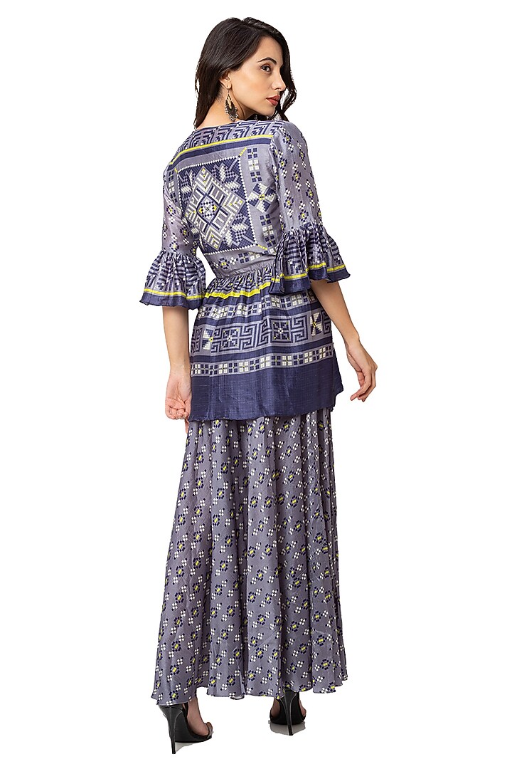 Powder Blue Top With Skirt by Soup By Sougat Paul at Pernia's Pop Up Shop