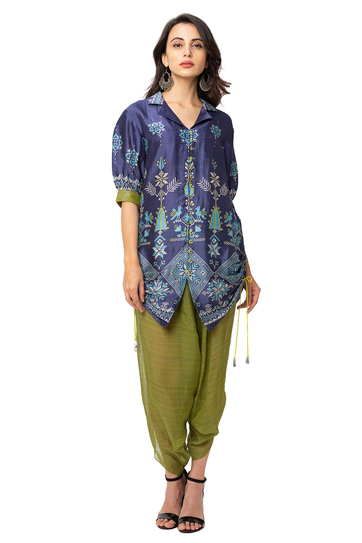 Cobalt Blue Tunic With Pants by Soup By Sougat Paul