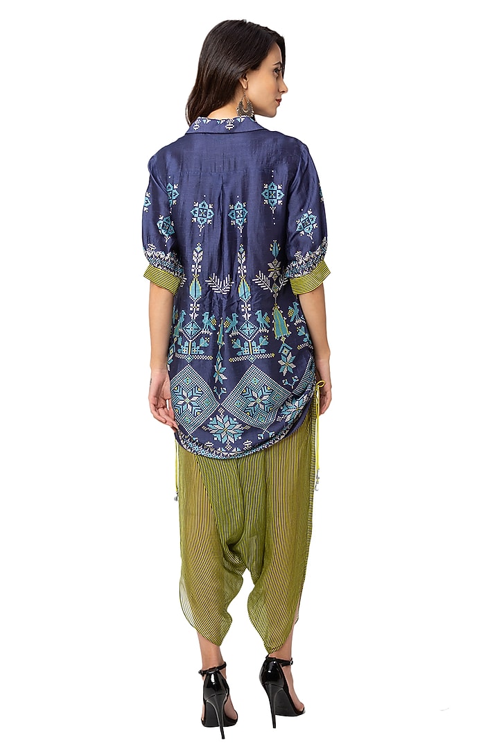 Cobalt Blue Tunic With Pants by Soup By Sougat Paul at Pernia's Pop Up Shop