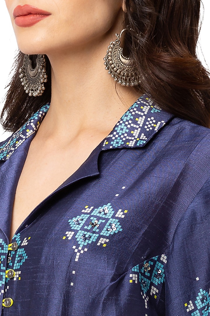 Cobalt Blue Tunic With Pants by Soup By Sougat Paul at Pernia's Pop Up Shop