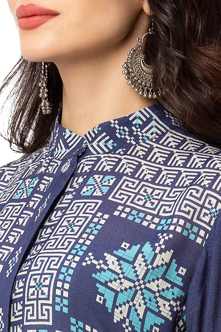 Powder Blue Printed Summer Dress by Soup By Sougat Paul at Pernia's Pop Up Shop