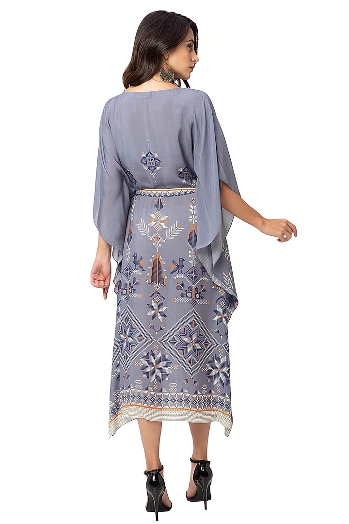 Powder Blue Printed Kaftan by Soup By Sougat Paul at Pernia's Pop Up Shop