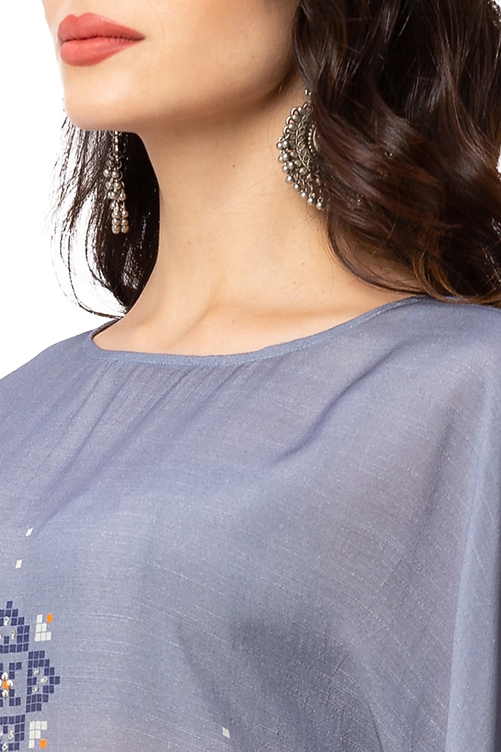 Powder Blue Printed Kaftan by Soup By Sougat Paul at Pernia's Pop Up Shop