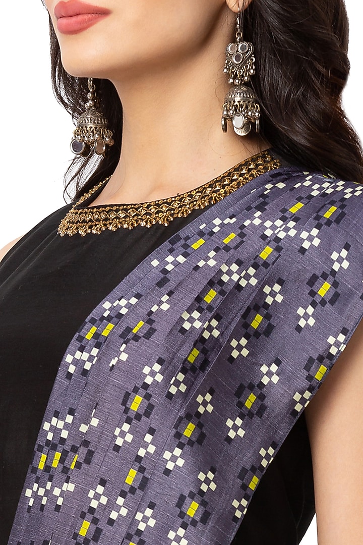 Navy Blue Pre-Stitched Festive Saree by Soup By Sougat Paul at Pernia's Pop Up Shop