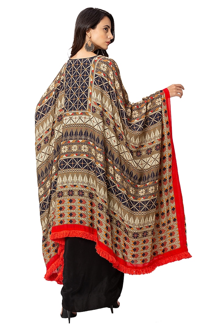 Black Embroidered Cape Set by Soup By Sougat Paul at Pernia's Pop Up Shop