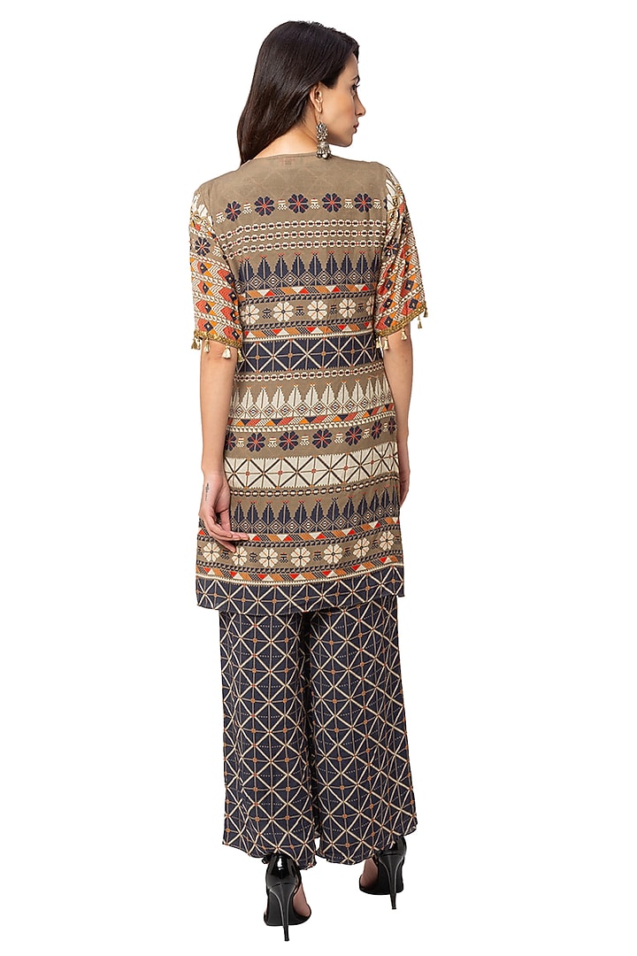 Blue & Beige Jumpsuit With Jacket by Soup By Sougat Paul at Pernia's Pop Up Shop