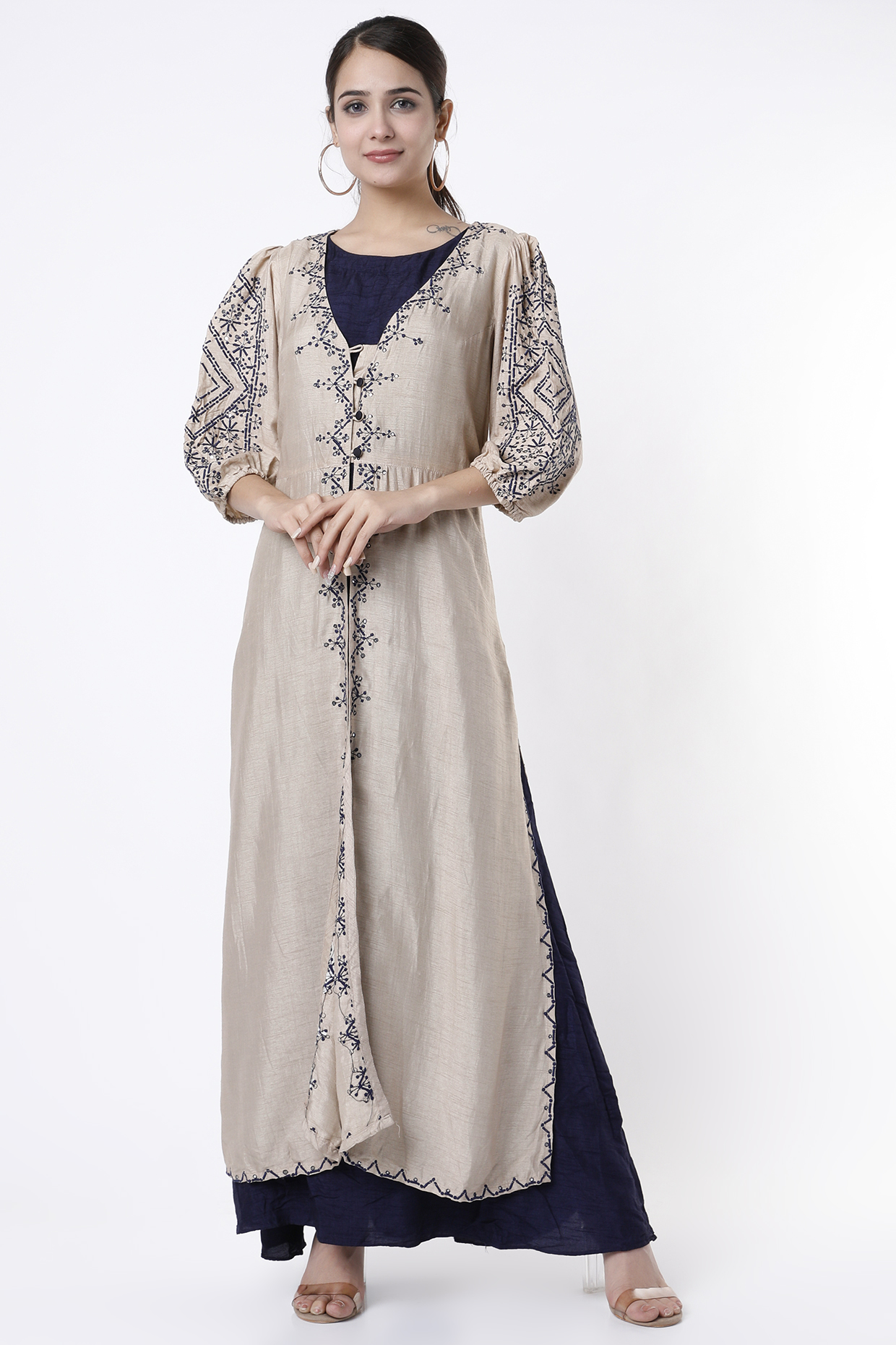 Beige Printed Kurta Set by Soup by Sougat Paul at Pernia's Pop Up Shop