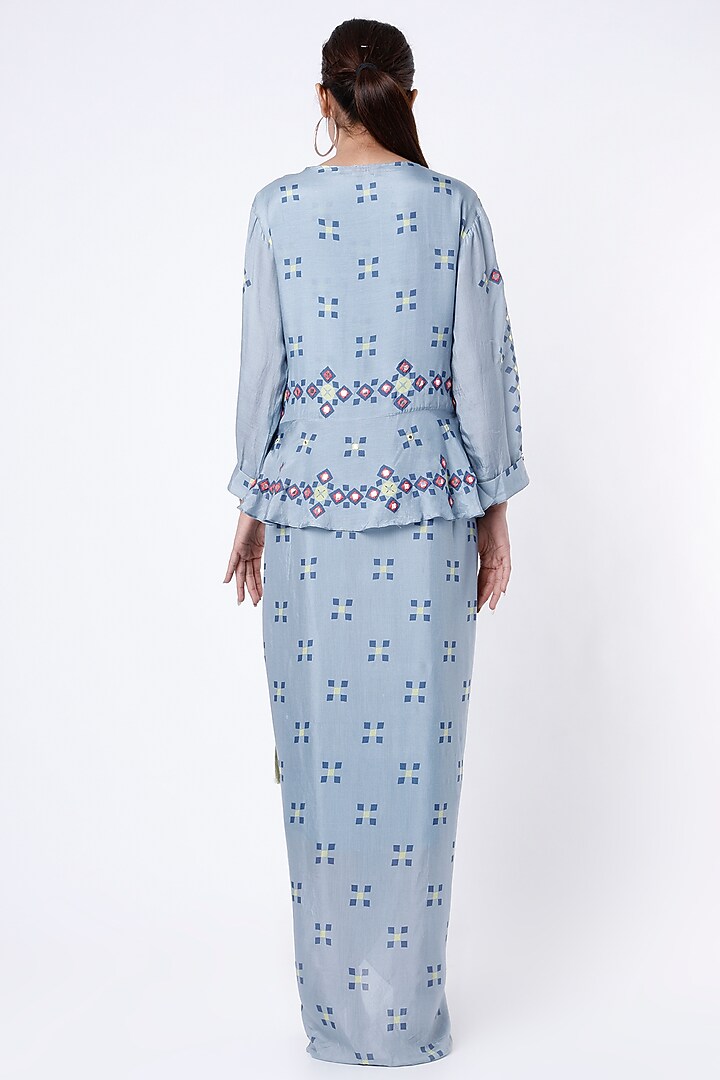 Powder Blue Cotton Silk Jacket Vacation Dress by Soup by Sougat Paul at Pernia's Pop Up Shop
