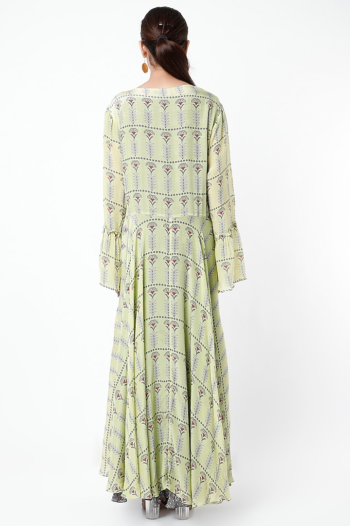 Mirage Blue & Mint Printed Jacket Vacation Dress by Soup by Sougat Paul at Pernia's Pop Up Shop