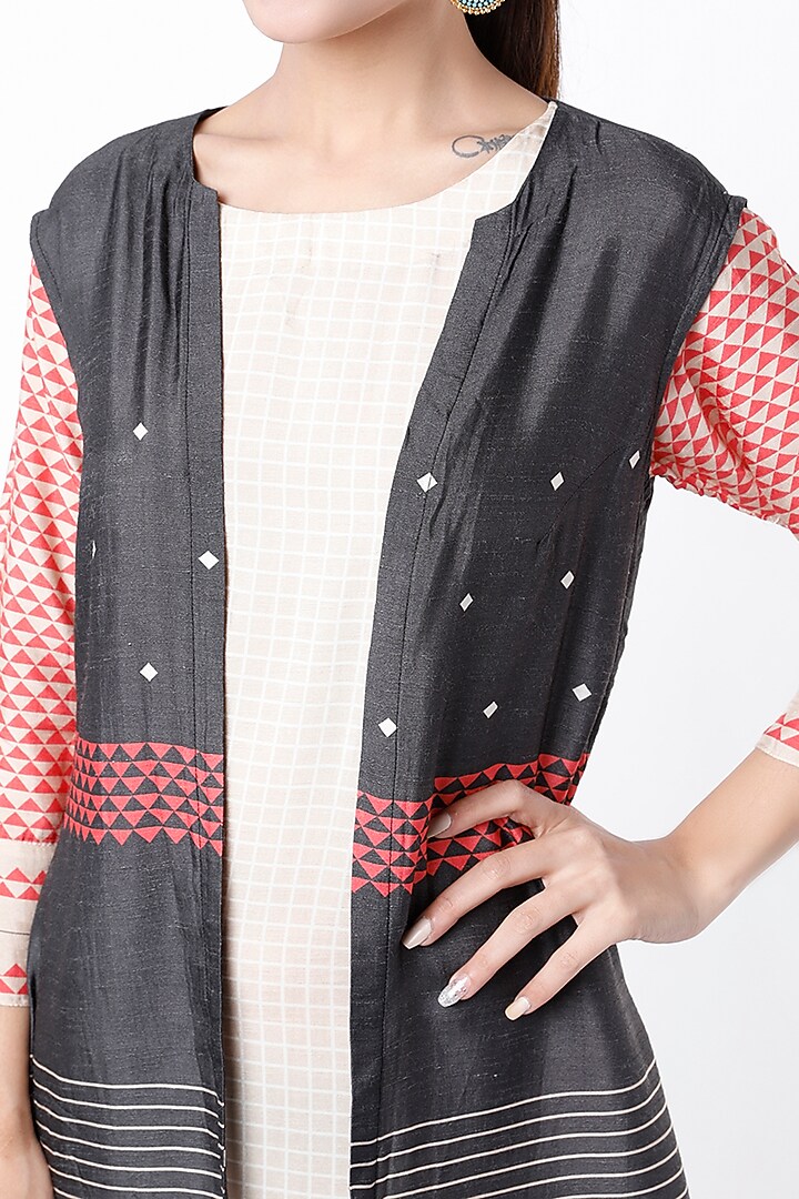 Blush Pink & Black Printed Jacket Summer Dress by Soup by Sougat Paul at Pernia's Pop Up Shop