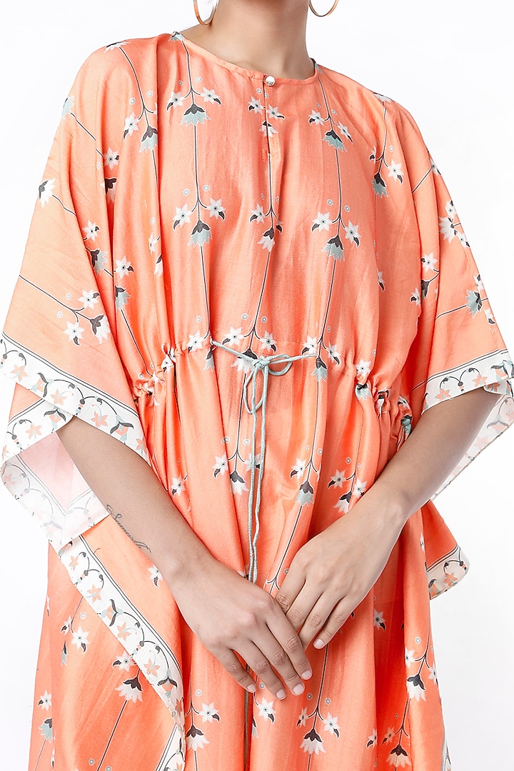 Orange Floral Printed Kaftan by Soup by Sougat Paul at Pernia's Pop Up Shop