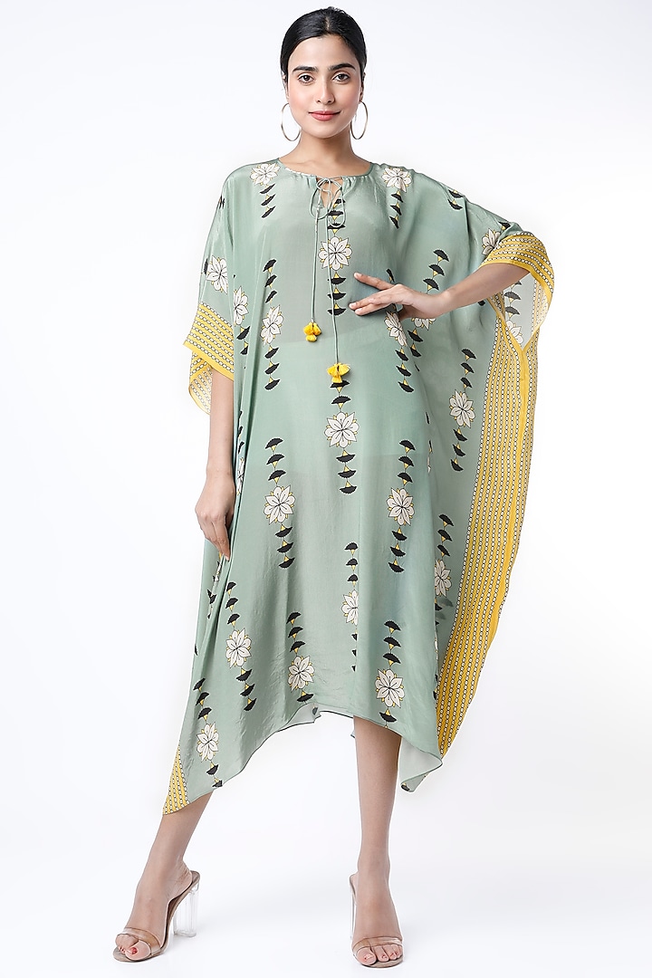 Blue Floral Printed Kaftan Design by Soup by Sougat Paul at Pernia's ...
