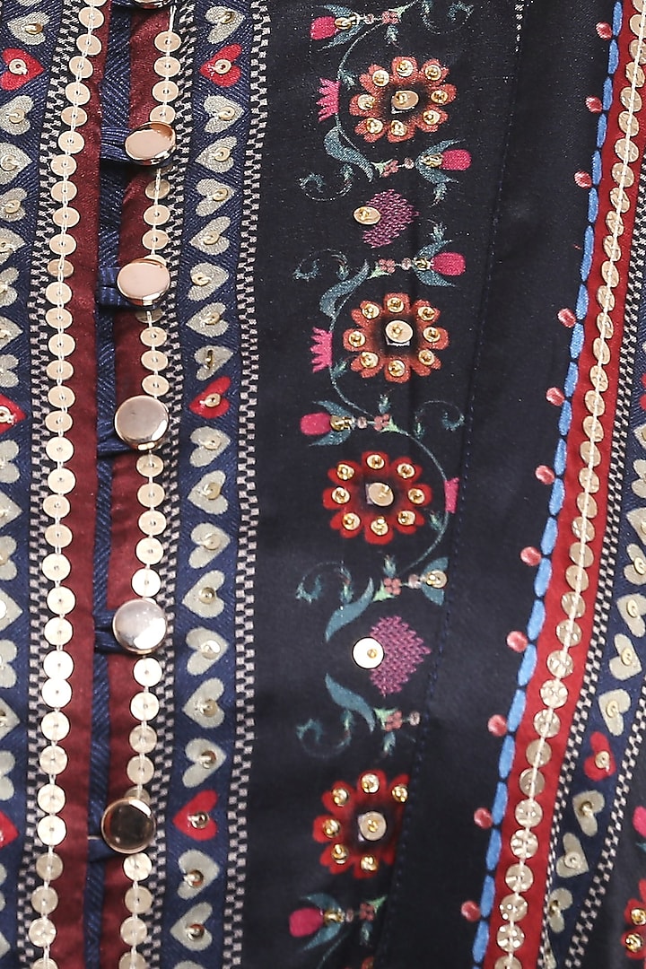 Navy Blue Embellished Kurta & Palazzo Set by Soup by Sougat Paul at Pernia's Pop Up Shop