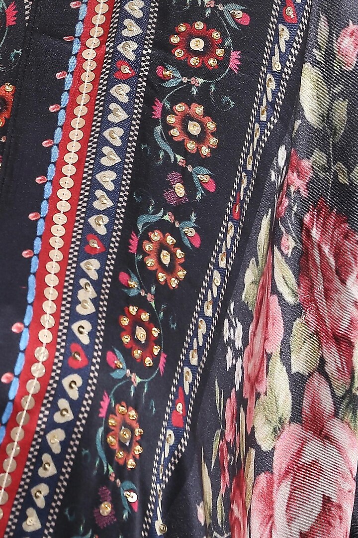 Navy Blue Embroidered Kurta & Palazzo Set by Soup by Sougat Paul at Pernia's Pop Up Shop