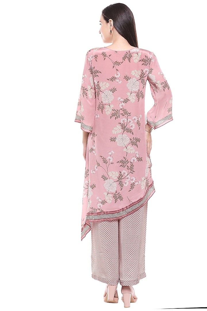 Pink Printed & Embroidered Top With Palazzo Pants by Soup by Sougat Paul at Pernia's Pop Up Shop