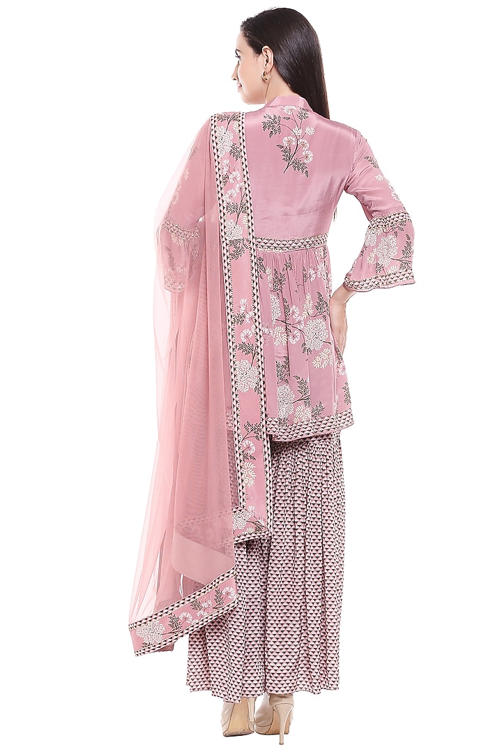 Pink Printed Kurta & Party Wear Sharara Set by Soup by Sougat Paul at Pernia's Pop Up Shop