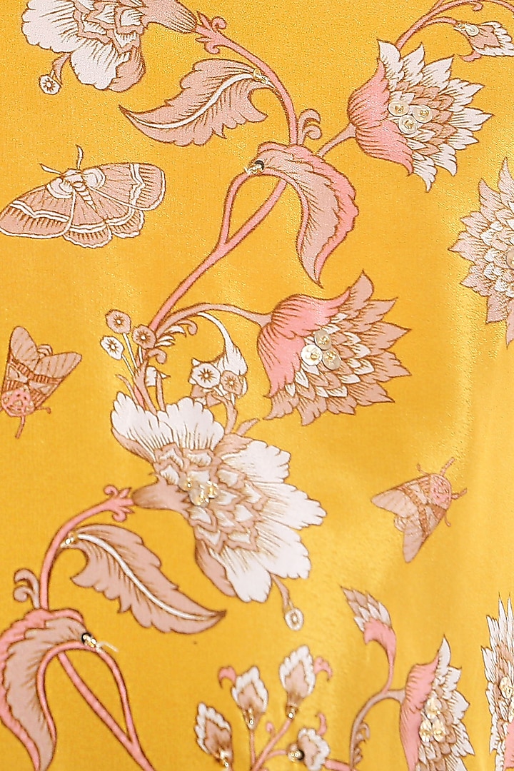 Yellow Embroidered Asymmetric Top With Dhoti Pants by Soup by Sougat Paul at Pernia's Pop Up Shop