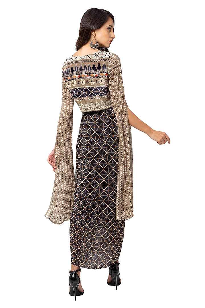 Cobalt Blue & Beige Dhoti Set by Soup By Sougat Paul at Pernia's Pop Up Shop