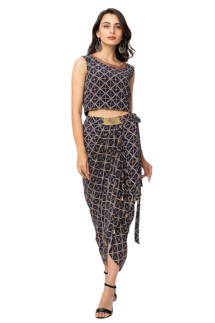 Beige Organza Printed Jacket Set by Soup By Sougat Paul at Pernia's Pop Up Shop