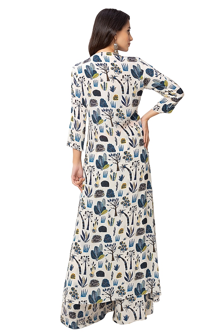 Off White Printed Jumpsuit With Jacket by Soup By Sougat Paul at Pernia's Pop Up Shop