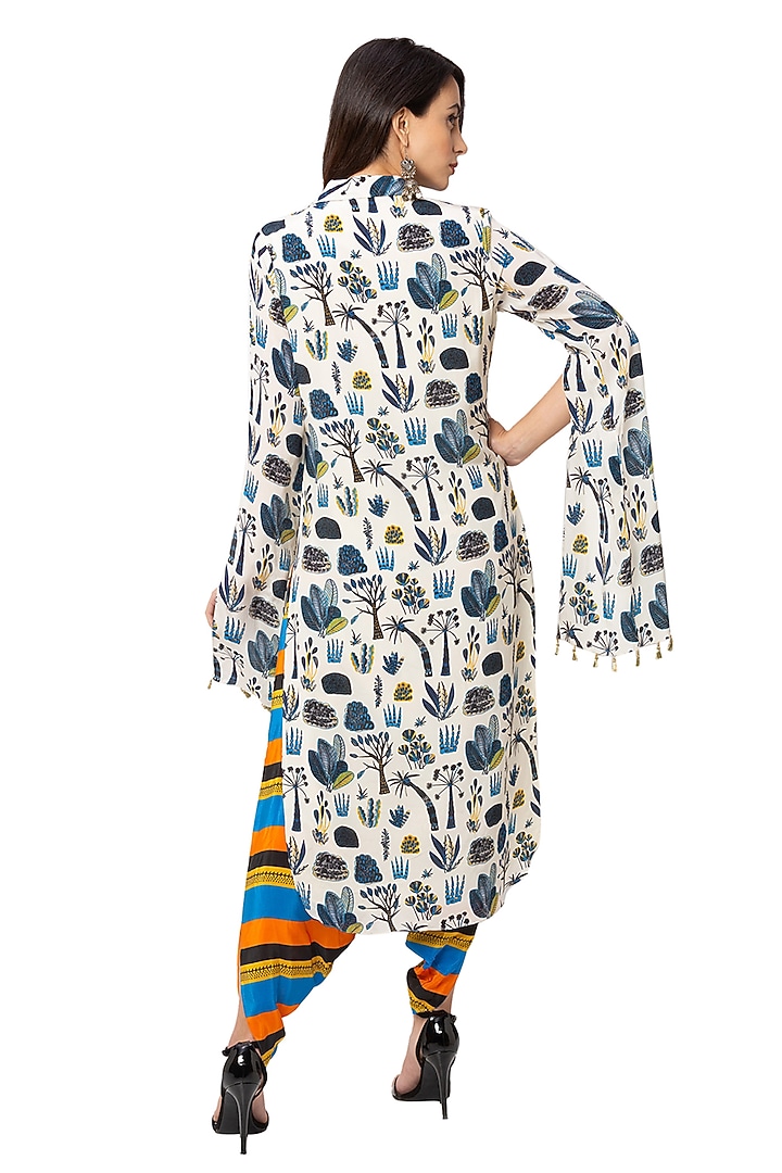 Off White Printed Kurta With Dhoti by Soup By Sougat Paul at Pernia's Pop Up Shop