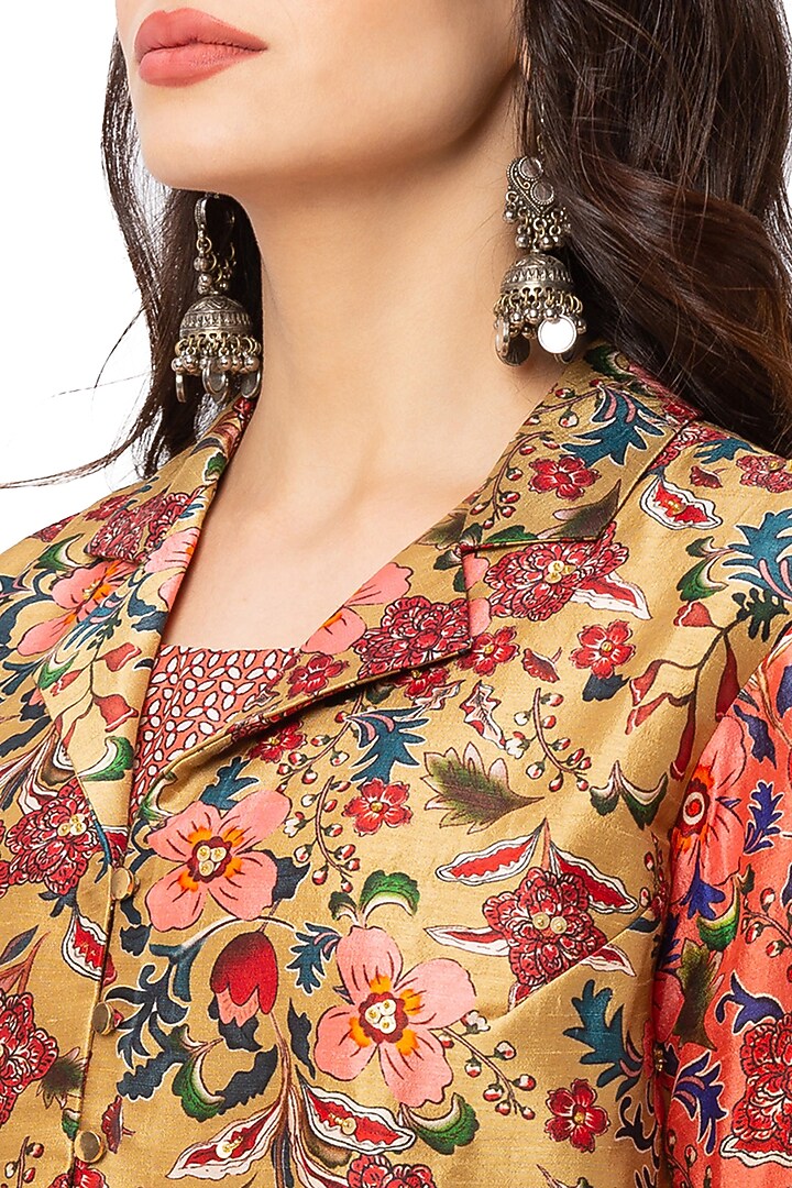 Red Printed Jumpsuit With Jacket by Soup By Sougat Paul at Pernia's Pop Up Shop