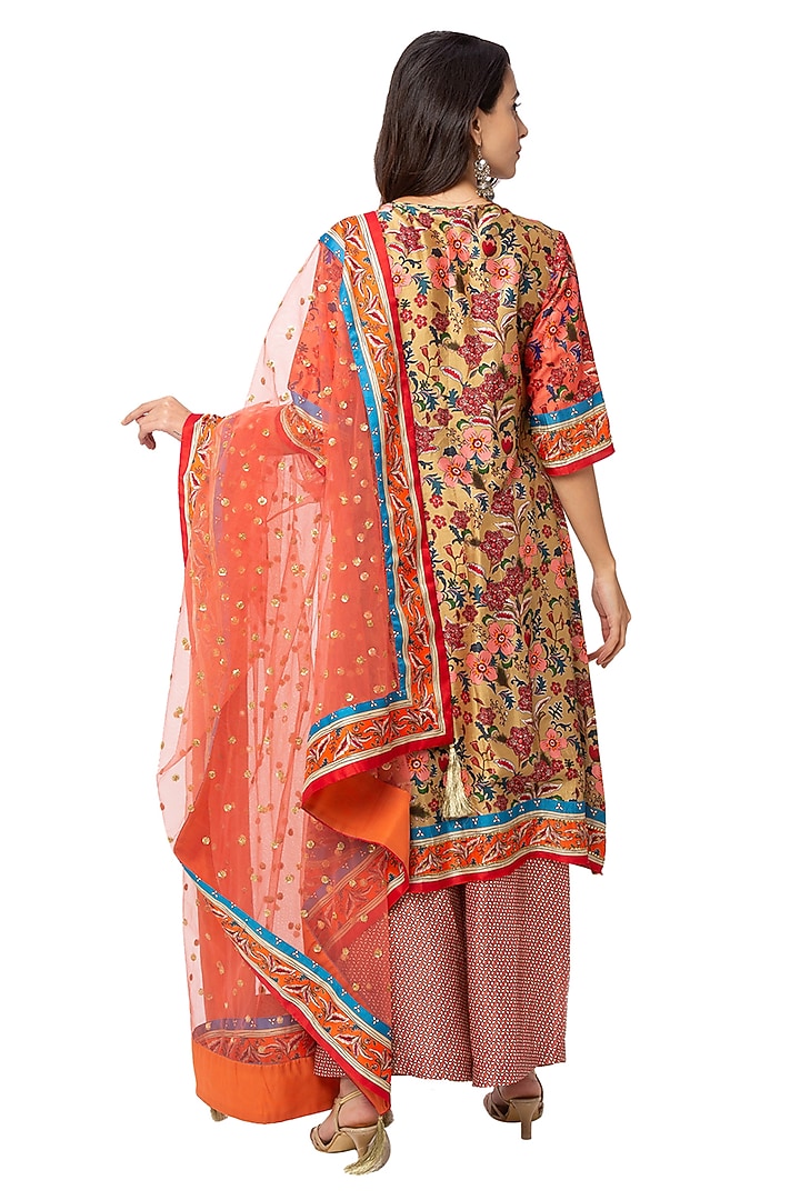Red & Yellow Printed Kurta Set by Soup By Sougat Paul at Pernia's Pop Up Shop