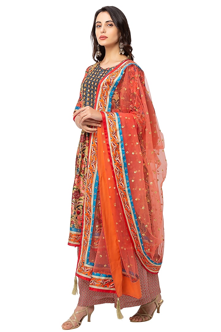 Red & Yellow Printed Kurta Set by Soup By Sougat Paul at Pernia's Pop Up Shop
