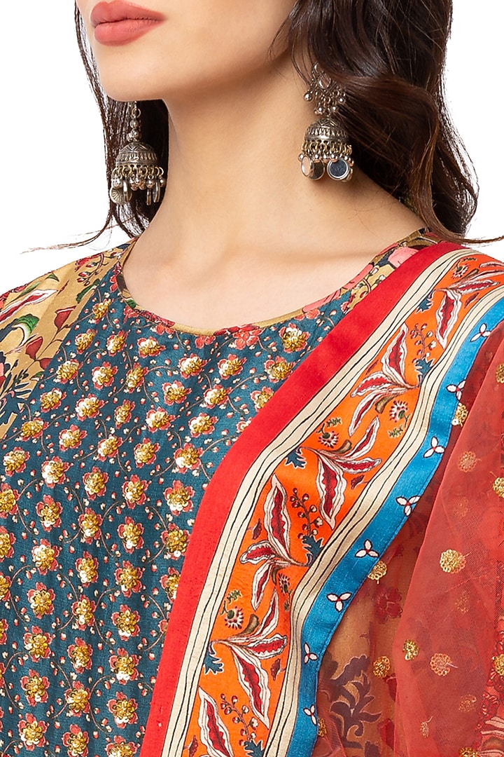 Red & Yellow Printed Kurta Set by Soup By Sougat Paul at Pernia's Pop Up Shop