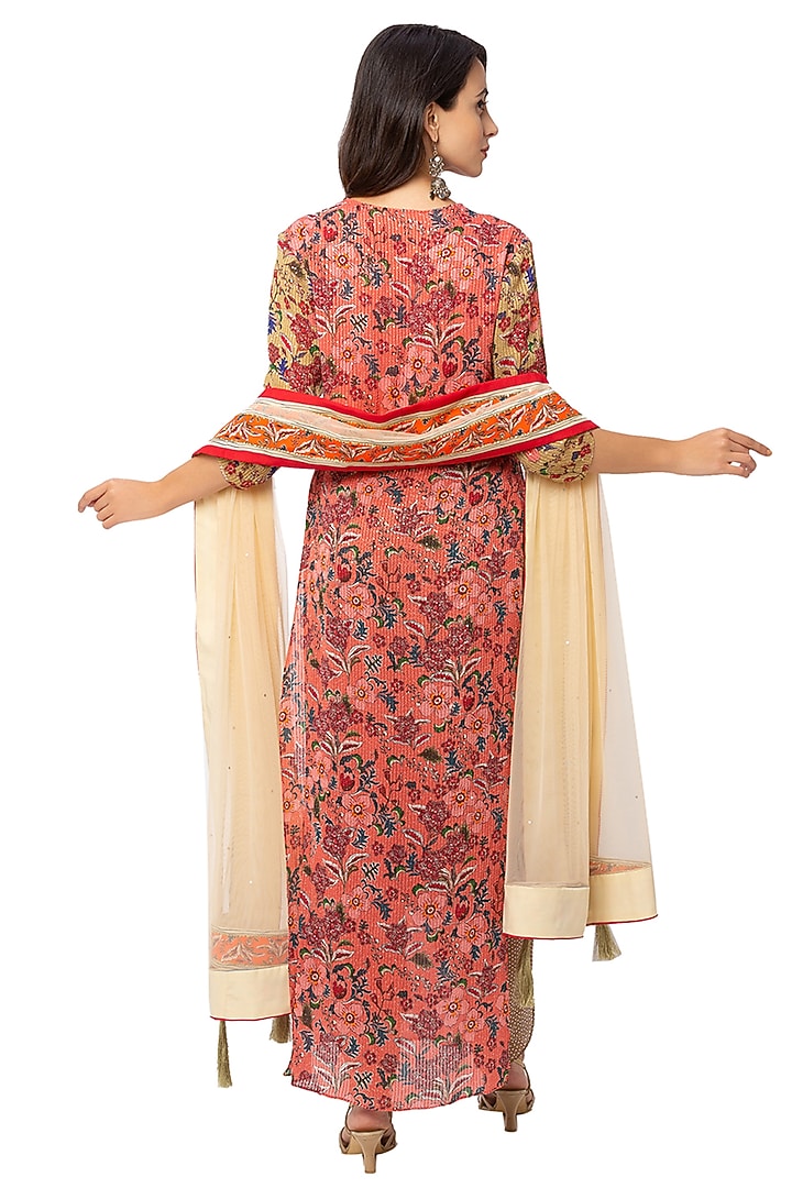 Red Printed Kurta Set by Soup By Sougat Paul at Pernia's Pop Up Shop