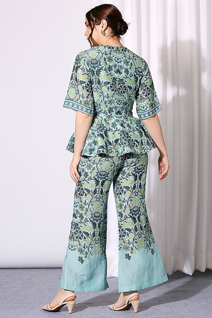 Aqua Blue Printed Co-Ord Set by Soup by Sougat Paul at Pernia's Pop Up Shop