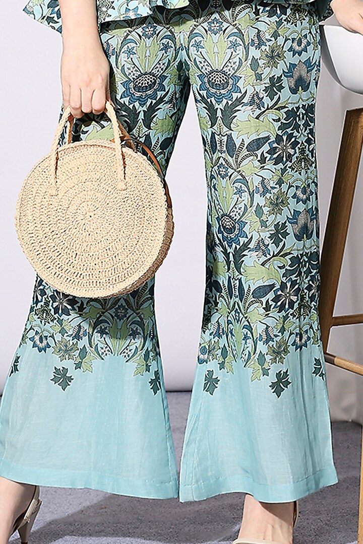 Aqua Blue Printed Co-Ord Set by Soup by Sougat Paul at Pernia's Pop Up Shop