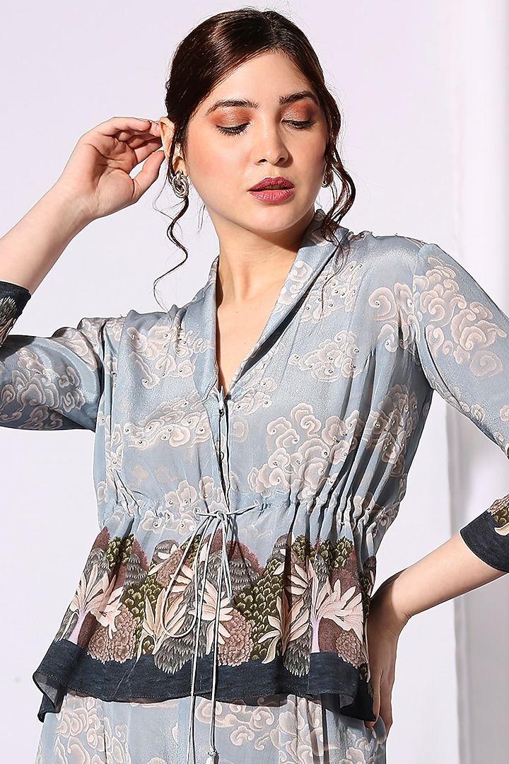 Powdered Blue Co-Ord Set With Print by Soup by Sougat Paul at Pernia's Pop Up Shop