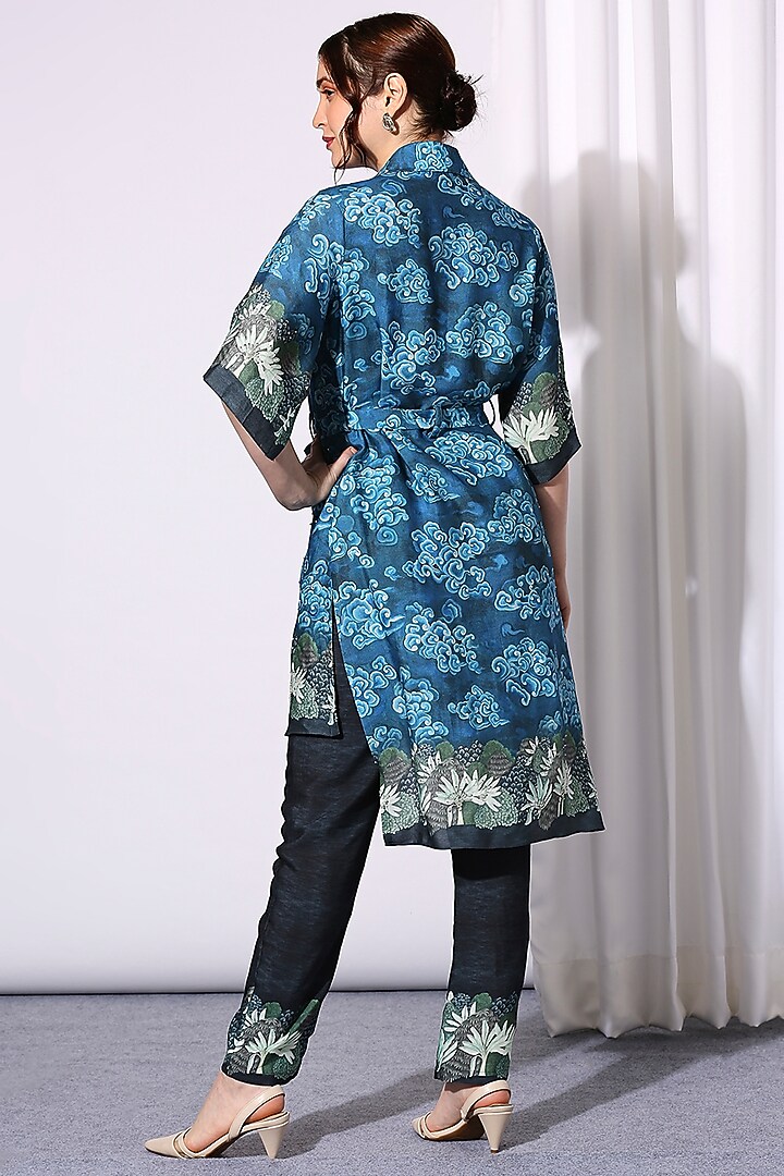 Cobalt Blue Printed Tunic Set by Soup by Sougat Paul at Pernia's Pop Up Shop