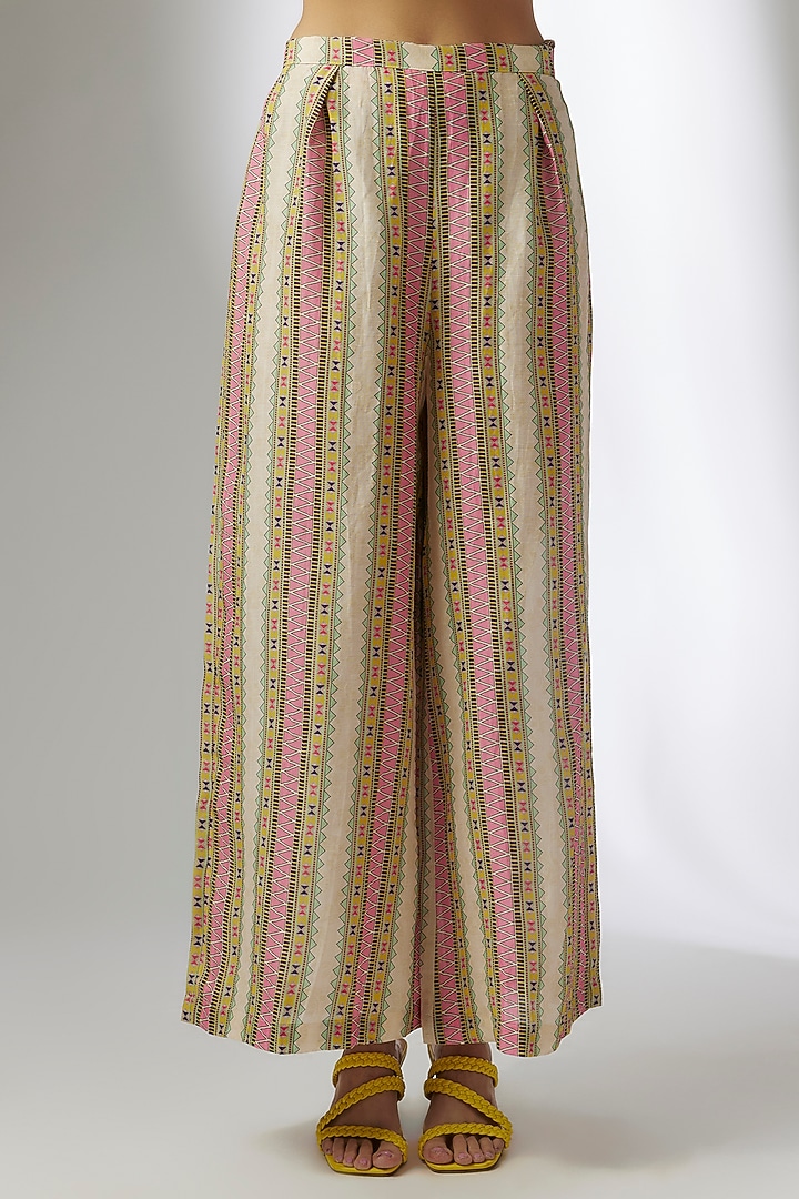 Yellow Linen Cotton Applique Work Co-Ord Set by Soup by Sougat Paul at Pernia's Pop Up Shop