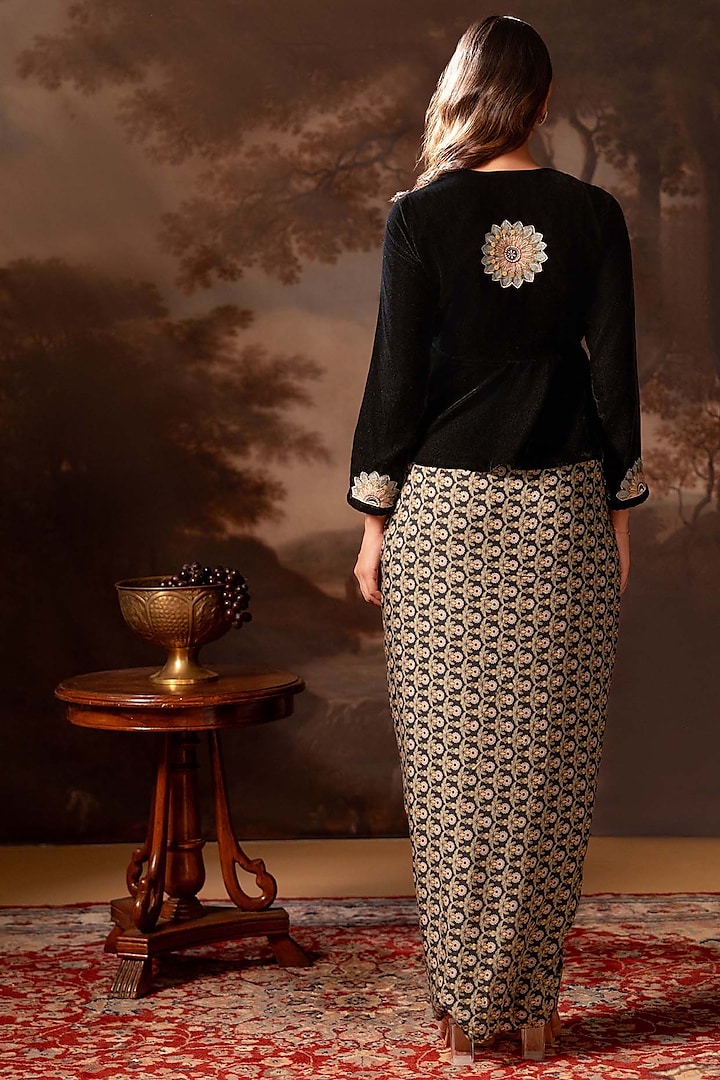 Black Velvet Embroidered Jacket Vacation Dress by Soup by Sougat Paul at Pernia's Pop Up Shop
