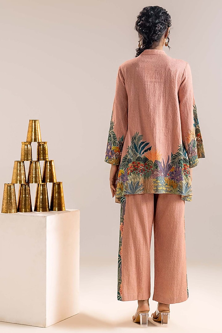 Pink Khadi Cotton Embellished Kurta Set by Soup by Sougat Paul at Pernia's Pop Up Shop